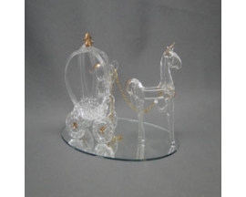 3"x5" Glass pumpkin Carriage w/Horse