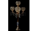 24" 5 Arm Gold Crystal Beaded Globe Metal Candelabra Votive Candle